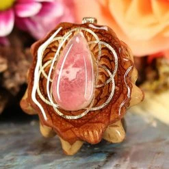 TEP Rhodochrosite With Gold Seed Of Life