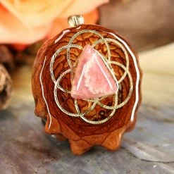 TEP Rhodochrosite With Gold Seed Of Life
