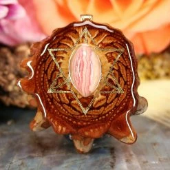 TEP Rhodochrosite With Gold Merkaba Pendants