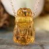 Third Eye Pinecones Pendants Amber Bee Necklace - 18" Gold Chain