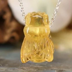 Third Eye Pinecones Pendants Amber Bee Necklace - 16" Silver Chain