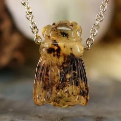 Third Eye Pinecones Pendants Amber Bee Necklace - 18" Gold Chain