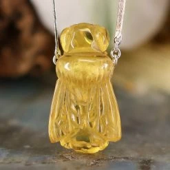 Third Eye Pinecones Amber Bee Necklace - 20" Silver Chain Full Necklaces