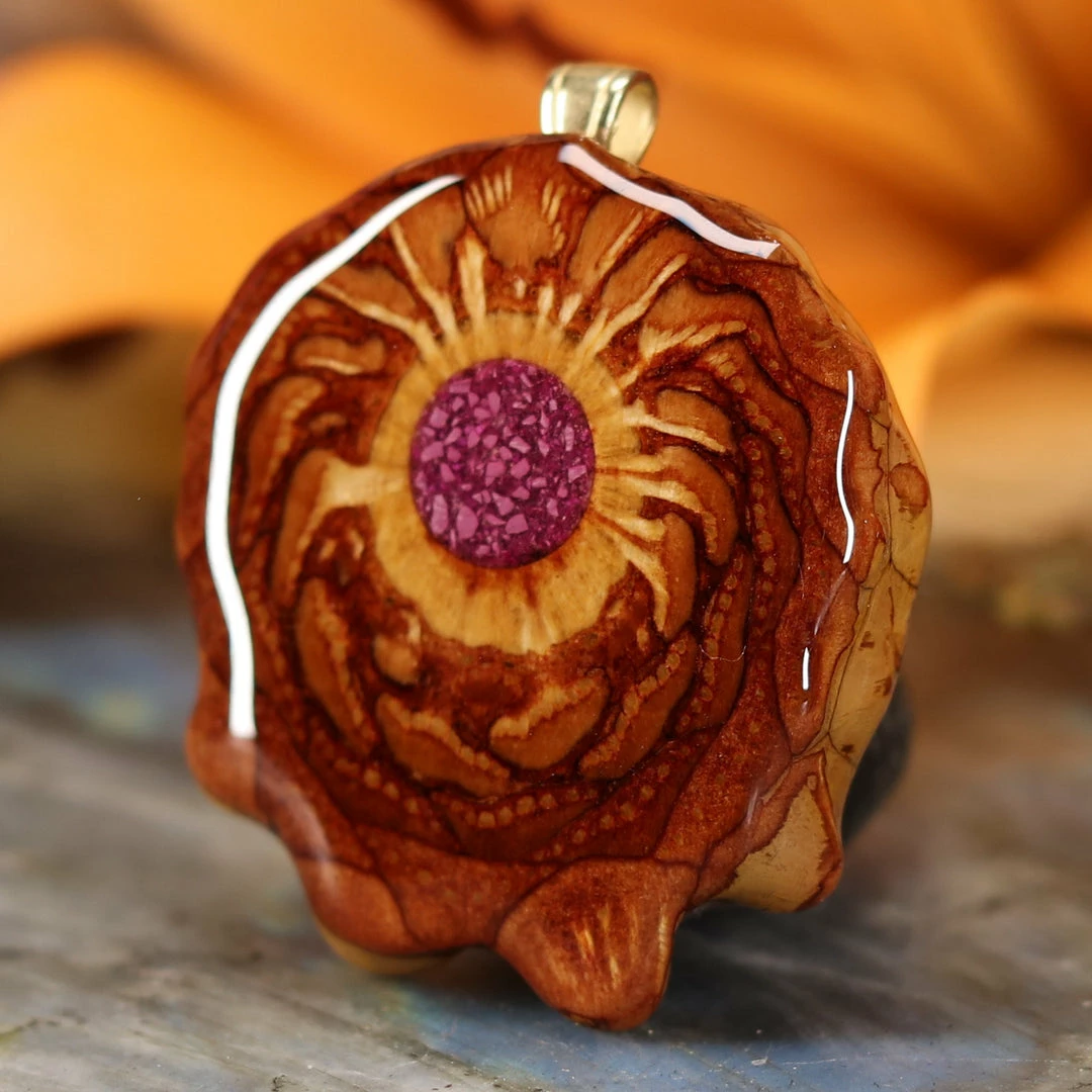 TEP Crushed Sugilite (Glows) Pendants 4 TEP Crushed Sugilite (Glows) Pendants