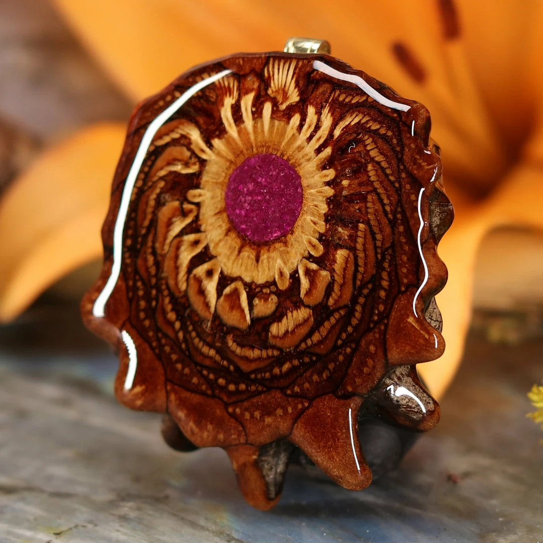 TEP Pendants Crushed Sugilite (Glows) 4 TEP Pendants Crushed Sugilite (Glows)