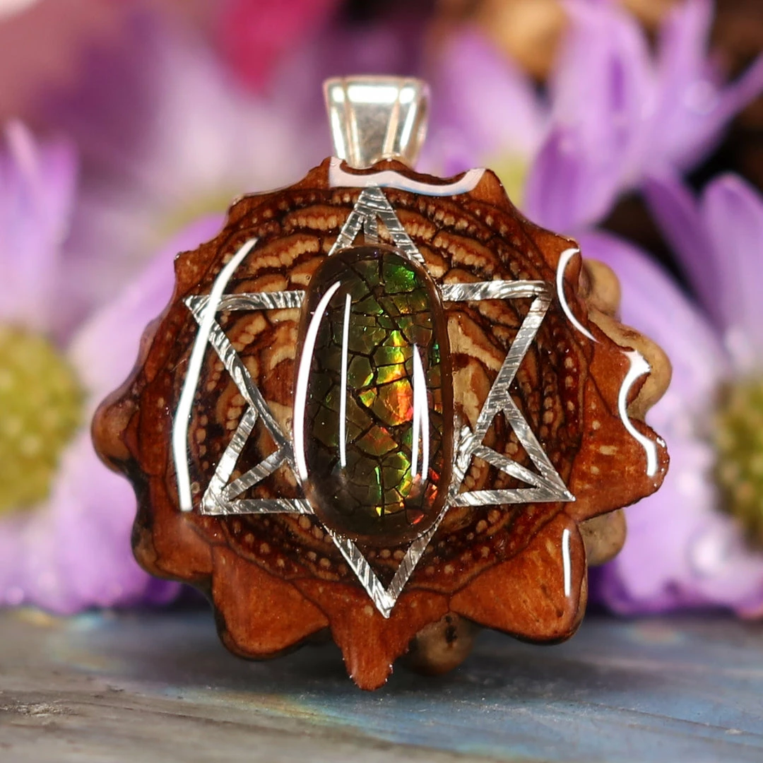 TEP Ammolite With Silver Merkaba 3 TEP Ammolite With Silver Merkaba