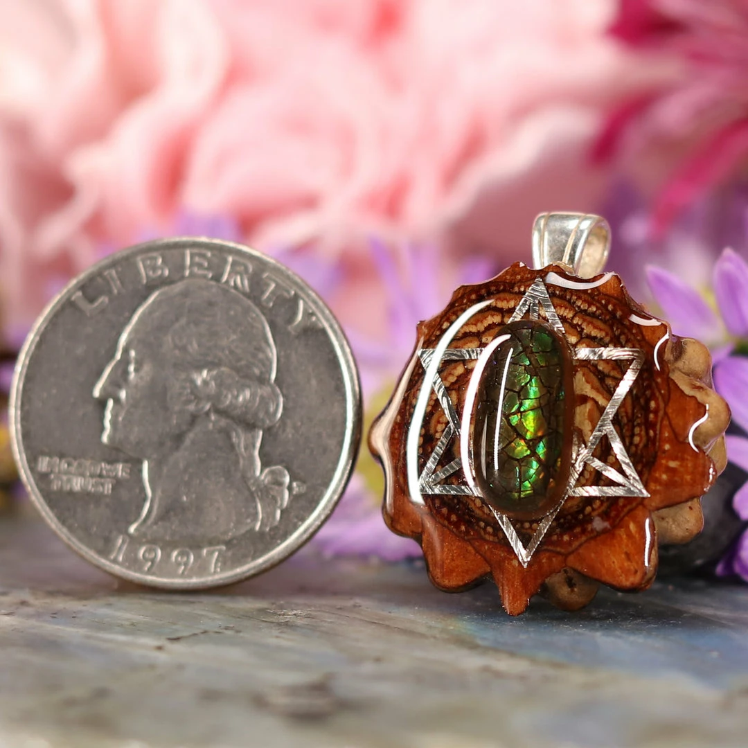 TEP Ammolite With Silver Merkaba 4 TEP Ammolite With Silver Merkaba