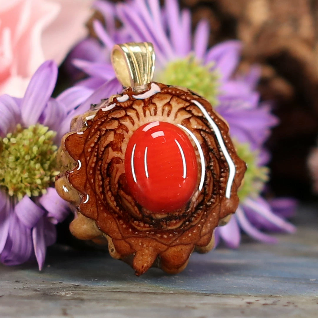 TEP Pendants Red Coral 5 TEP Pendants Red Coral