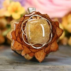 TEP Glowing Rutilated Quartz With Silver Seed Of Life Pendants