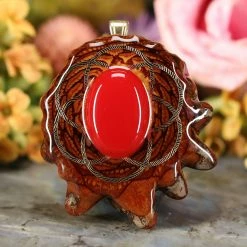 TEP Red Coral With Gold Seed Of Life Pendants