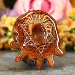 TEP Mexican Fire Agate With Silver Merkaba Pendants