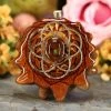 TEP Pendants Mexican Fire Agate With Gold Seed Of Life And Back Om 1 TEP Pendants Mexican Fire Agate With Gold Seed Of Life And Back Om