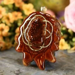 TEP Pendants Mexican Fire Agate With Gold Seed Of Life And Back Om