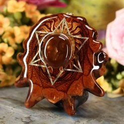 TEP Pendants Mexican Fire Agate With Gold Merkaba