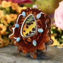 TEP Pendants Sunset Moth Butterfly Wing With Multi-Stone