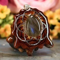 TEP Labradorite With Silver Seed Of Life Pendants