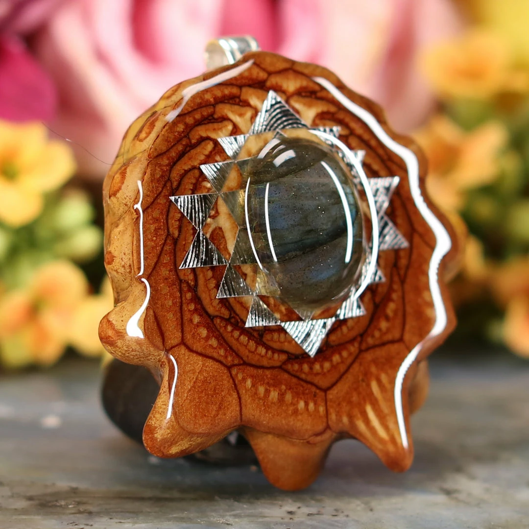 TEP Labradorite With Silver Sri Yantra 5 TEP Labradorite With Silver Sri Yantra