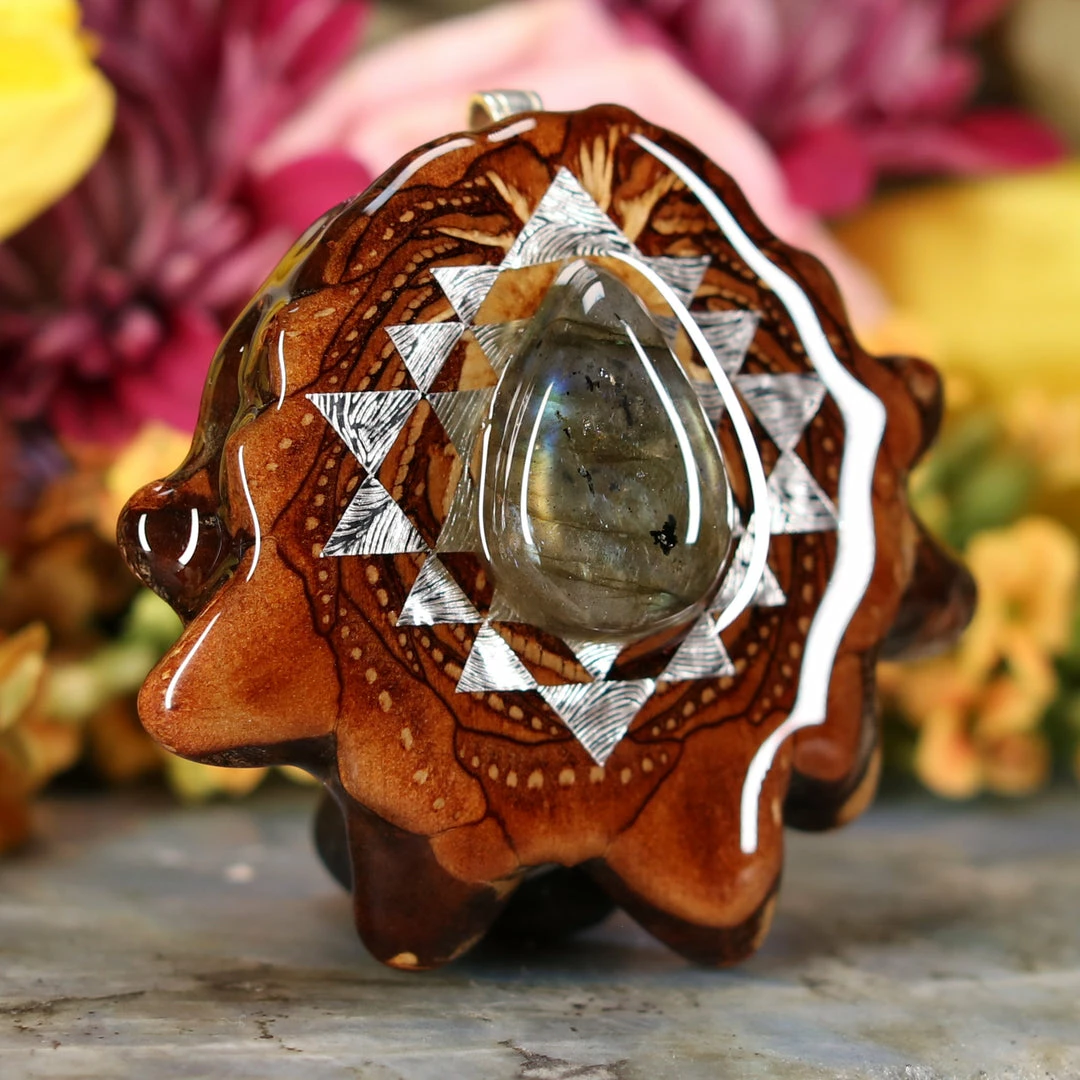 TEP Labradorite With Silver Sri Yantra 5 TEP Labradorite With Silver Sri Yantra