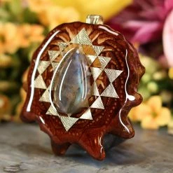 TEP Labradorite With Gold Sri Yantra