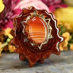 TEP Pendants Carnelian With Gold 64 Star Tetrahedron