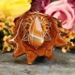 TEP Pendants Carnelian With Gold Merkaba