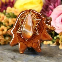 TEP Pendants Carnelian With Gold Merkaba