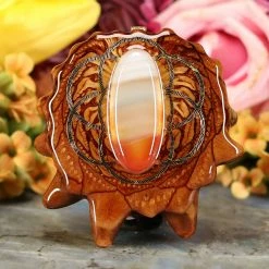 TEP Carnelian With Gold Seed Of Life