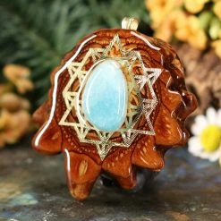 TEP Amazonite With Gold 64 Star Tetrahedron Pendants