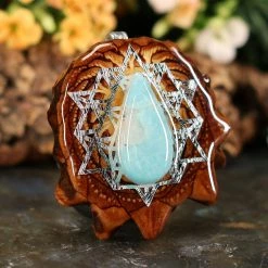 TEP Pendants Amazonite With Silver 64 Star Tetrahedron 7 TEP Pendants Amazonite With Silver 64 Star Tetrahedron