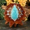 TEP Pendants Amazonite With Silver Sri Yantra