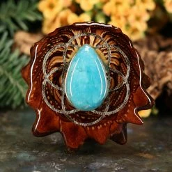 TEP Amazonite With Gold Seed Of Life Pendants