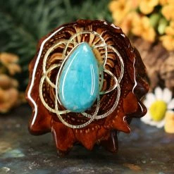 TEP Amazonite With Gold Seed Of Life Pendants