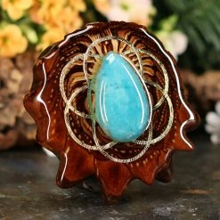 TEP Amazonite With Gold Seed Of Life Pendants