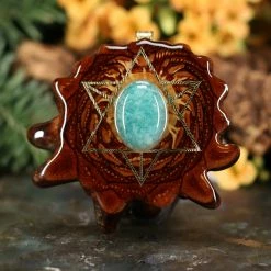 TEP Pendants Amazonite With Gold Merkaba
