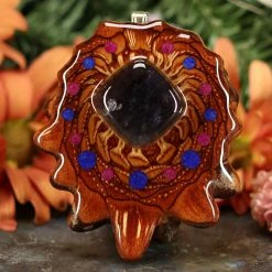 TEP Pendants Iolite Sunstone With Multi-Glow And Back Om