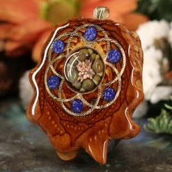 TEP Green Phoenix Orchid Glass With Gold Seed Of Life And Multi-Glow Pendants