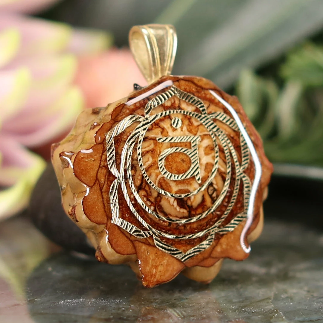 TEP Natural With Gold Sacral (2nd) Chakra Pendants 5 TEP Natural With Gold Sacral (2nd) Chakra Pendants