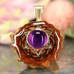 TEP Amethyst With Gold Merkaba Pendants