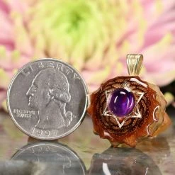 TEP Amethyst With Gold Merkaba Pendants