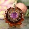 TEP Pendants Amethyst With Gold 64 Star Tetrahedron 2 TEP Pendants Amethyst With Gold 64 Star Tetrahedron