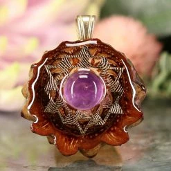 TEP Pendants Amethyst With Gold 64 Star Tetrahedron