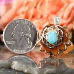 TEP Pendants Turquoise With Silver Seed Of Life