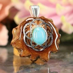 TEP Pendants Turquoise With Silver Seed Of Life