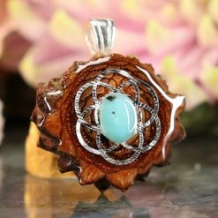 TEP Turquoise With Silver Seed Of Life 7 TEP Turquoise With Silver Seed Of Life