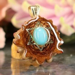 TEP Pendants Turquoise With Gold Merkaba