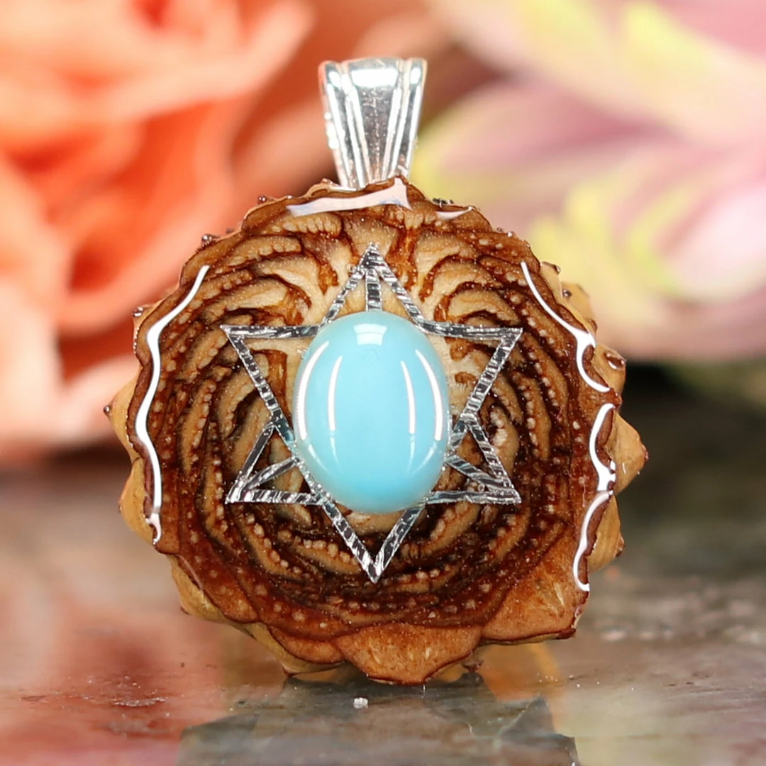 TEP Pendants Turquoise With Silver Merkaba 3 TEP Pendants Turquoise With Silver Merkaba