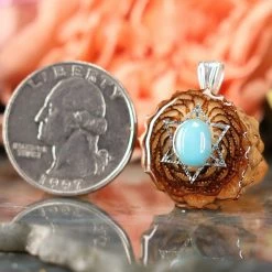 TEP Pendants Turquoise With Silver Merkaba 6 TEP Pendants Turquoise With Silver Merkaba