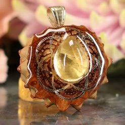 TEP Pendants Citrine With Gold Seed Of Life