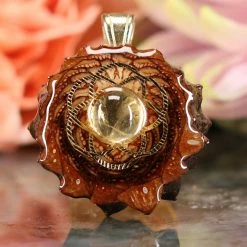 TEP Citrine With Gold Seed Of Life Pendants