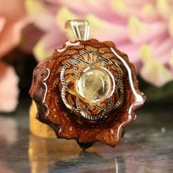 TEP Citrine With Gold Seed Of Life Pendants 7 TEP Citrine With Gold Seed Of Life Pendants